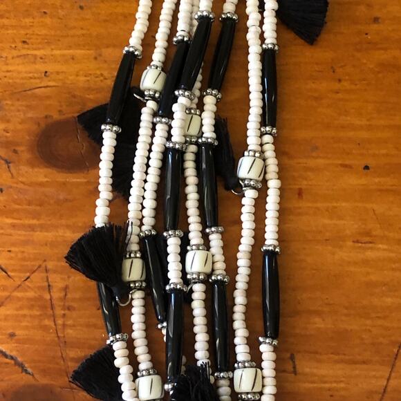 Chico's 2 Piece Beaded Fringe Set Earrings And Multi-Strand Magnetic Bracelet - Picture 10 of 16